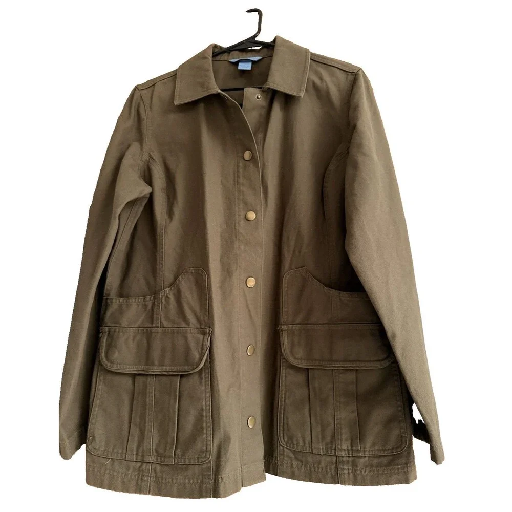Duluth Trading Canvas Utility Field Jacket Women L Olive Green 100% Cotton - Picture 1 of 8